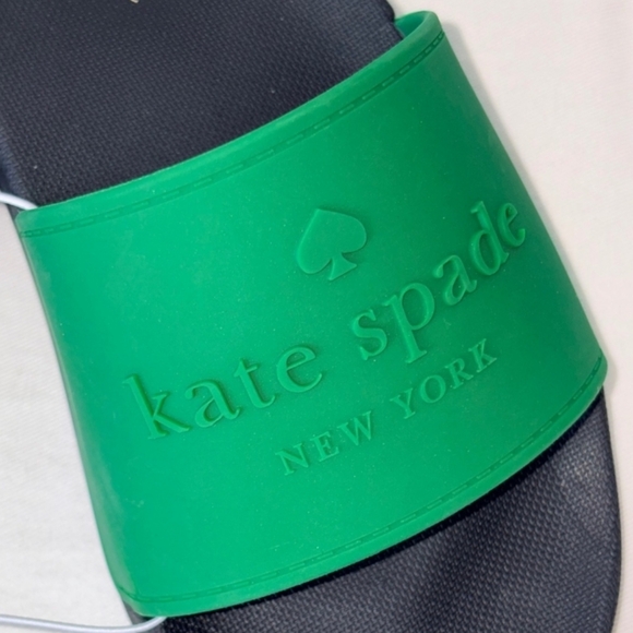 NWT Kate Spade New York Black and Green Women's Slides - Picture 3 of 10